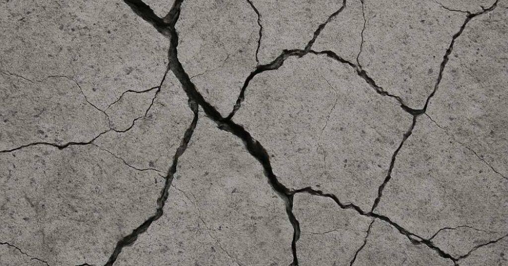image of cracked concrete from poor sand. Alt text: “Avoid sand buying mistakes with Konkood.
