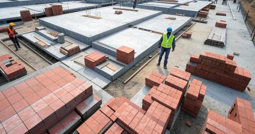 hoto of a Nakawa warehouse foundation. Alt text: “Konkood sand in a Nakawa project.