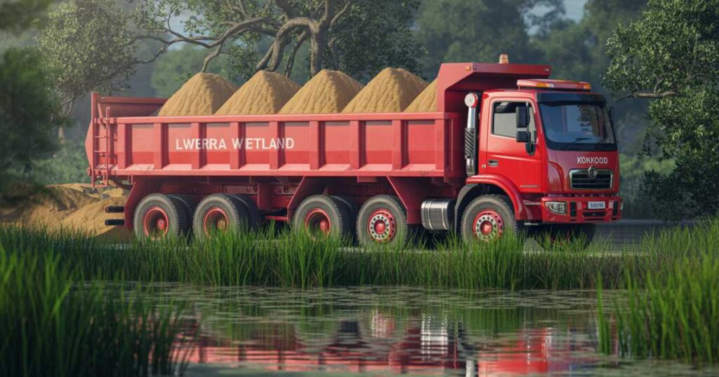 Lwera sand delivery by Konkood Sand in Kampala, quality-checked for construction.